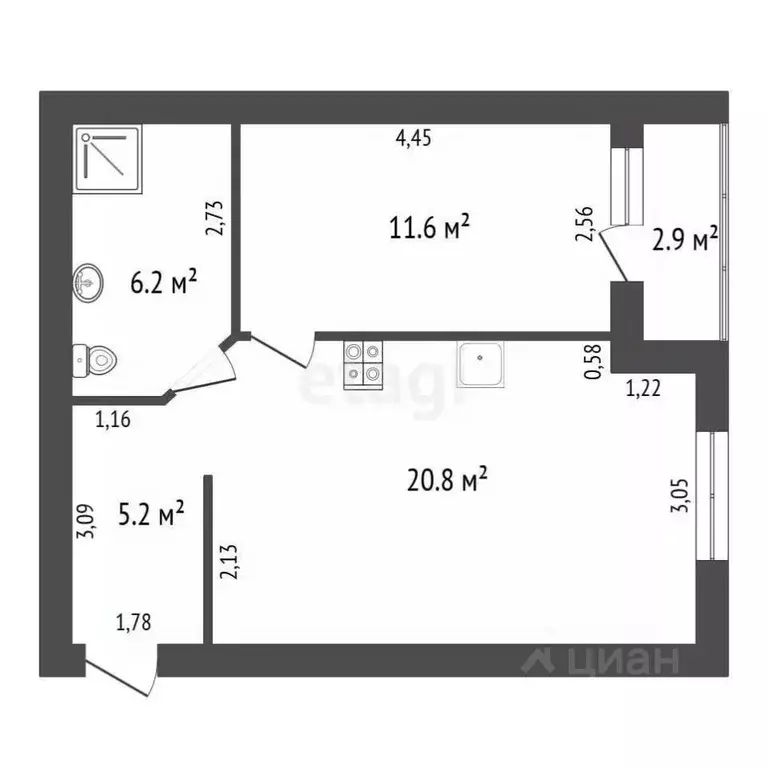 1-к кв. Калужская область, Совхоз Боровский с/пос, д. Кабицыно ул. ... - Фото 2