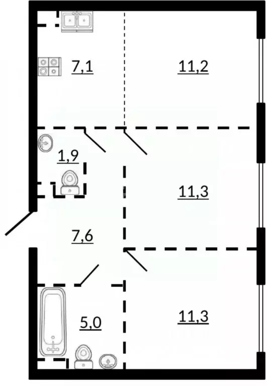 3-к кв. Москва Эра жилой комплекс, 3 (55.4 м) - Фото 1