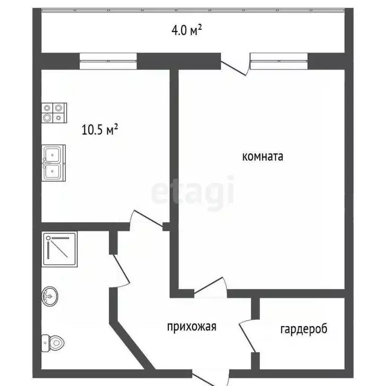 Квартира, 1 комната, 40.6 м - Фото 2