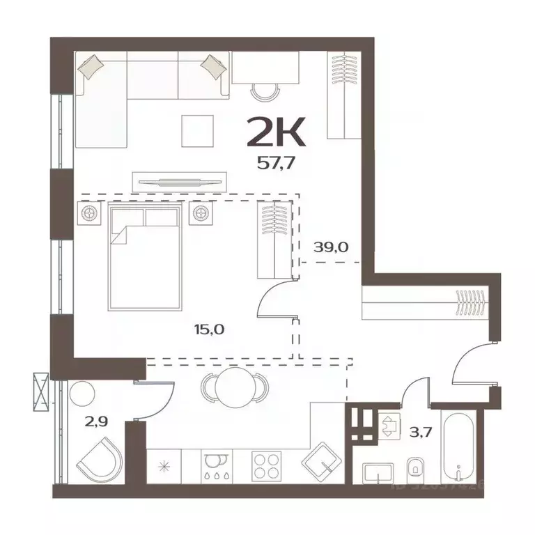 2-к кв. Приморский край, Владивосток ул. Слуцкого, 5А (57.7 м) - Фото 1