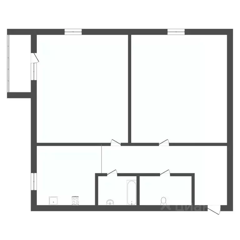 2-к кв. Тюменская область, Тюмень Тульская ул., 6 (42.8 м) - Фото 1