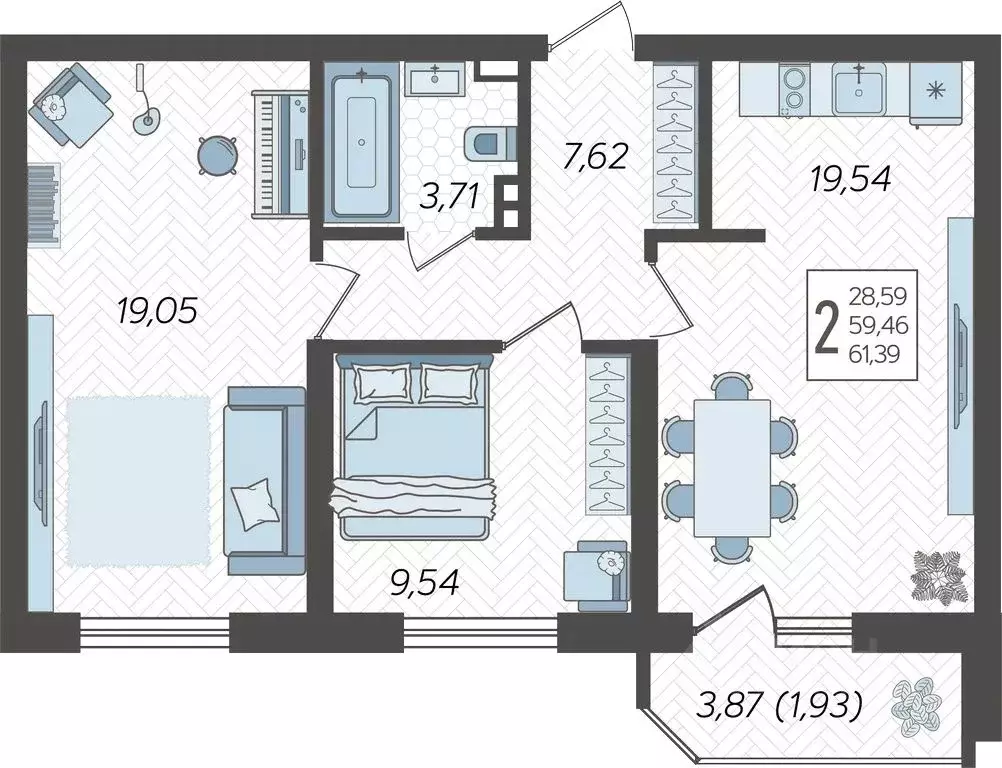 2-к кв. Краснодарский край, Краснодар Уральская ул., 87/7 (62.65 м) - Фото 1
