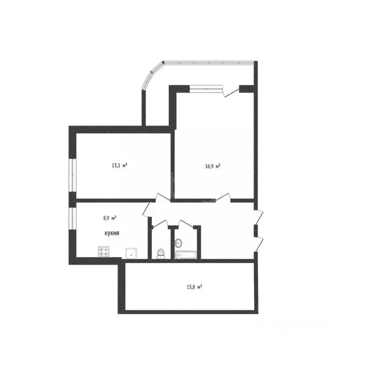 3-к кв. Белгородская область, Белгород ул. Николая Чумичова, 64 (68.74 ... - Фото 2