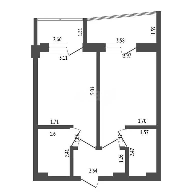 2-комнатная квартира: Севастополь, улица Лётчиков, 6 (47 м) - Фото 1