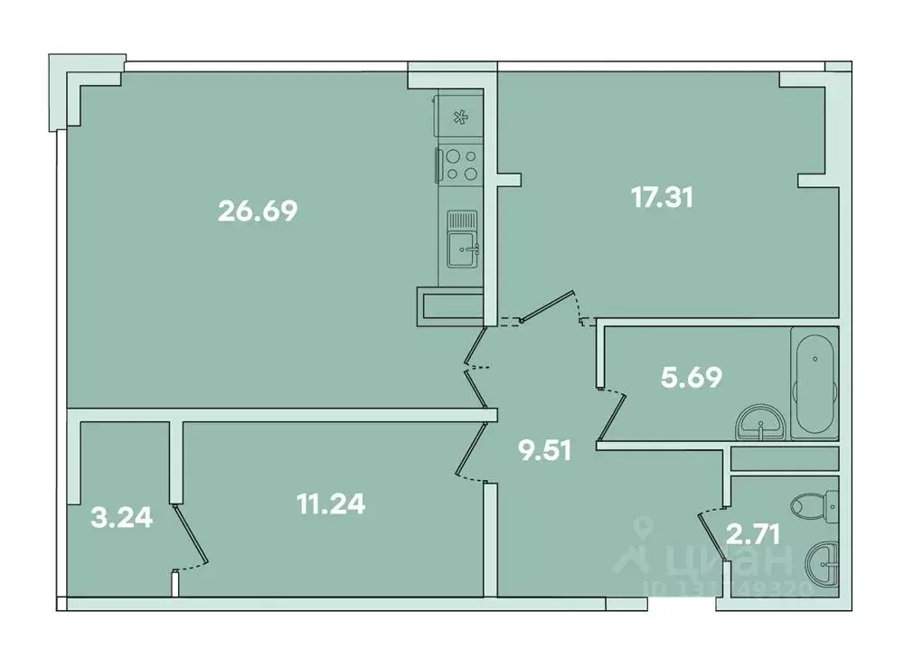 2-к кв. Иркутская область, Иркутск ул. Петрова, 16 (80.18 м) - Фото 0