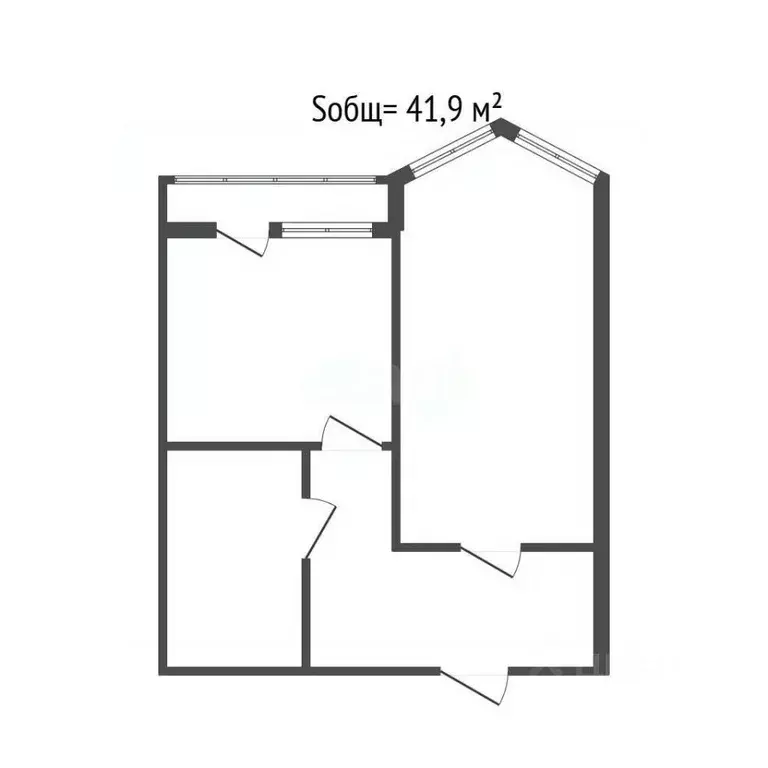 1-к кв. Брянская область, Брянск Белобережская ул., 26 (41.9 м) - Фото 2