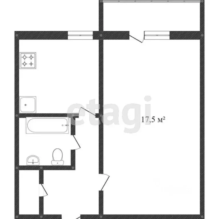 1-к кв. Ханты-Мансийский АО, Сургут Привокзальная ул., 4А (33.5 м) - Фото 2