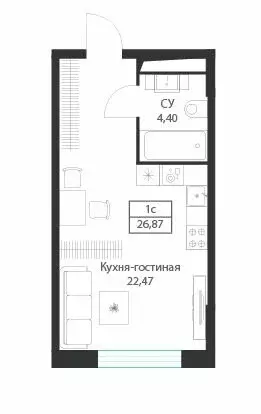 Квартира-студия: Москва, улица Академика Ильюшина, 21с5 (26.87 м) - Фото 0