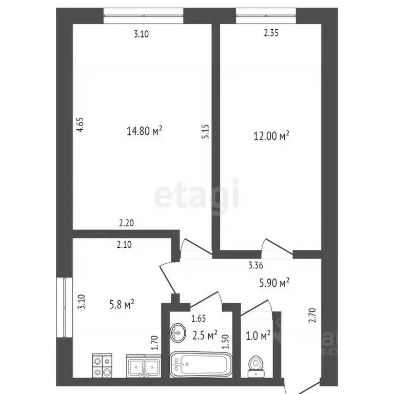 2-к кв. Мордовия, Рузаевка ул. Титова, 1А (42.8 м) - Фото 2