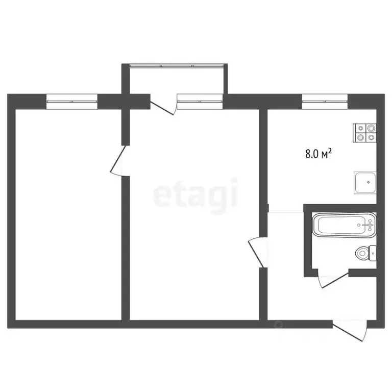 2-к кв. Нижегородская область, Выкса ул. Красные зори, 36 (48.0 м) - Фото 1