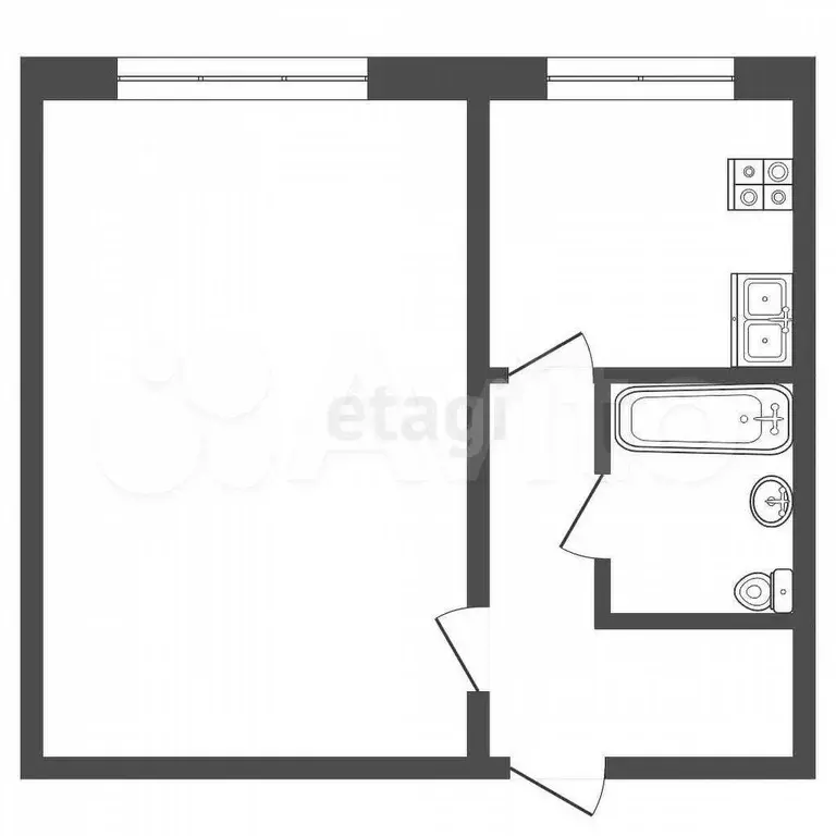 1-к. квартира, 29,8 м, 2/5 эт. - Фото 0