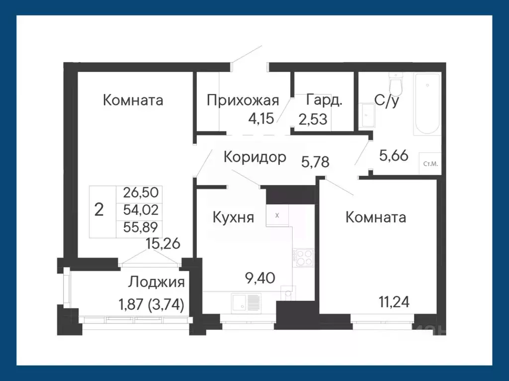 2-к кв. Ростовская область, Ростов-на-Дону Ривьера жилой квартал,  ... - Фото 1