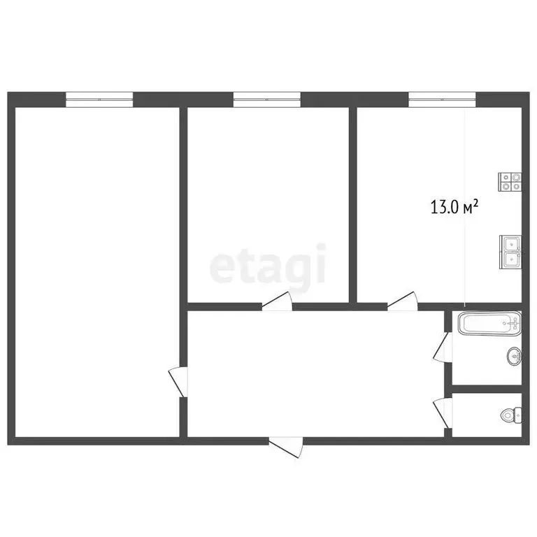 2-комнатная квартира: Нальчик, улица Ю.А. Гагарина, 2А (49.8 м) - Фото 1