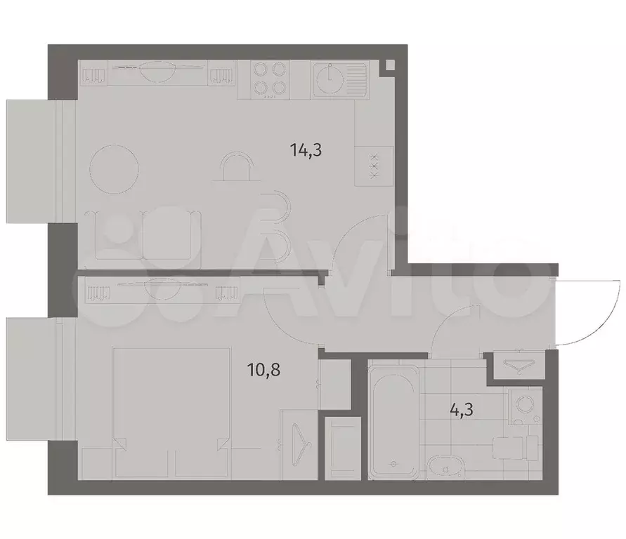 1-к. квартира, 33,5 м, 5/8 эт. - Фото 1