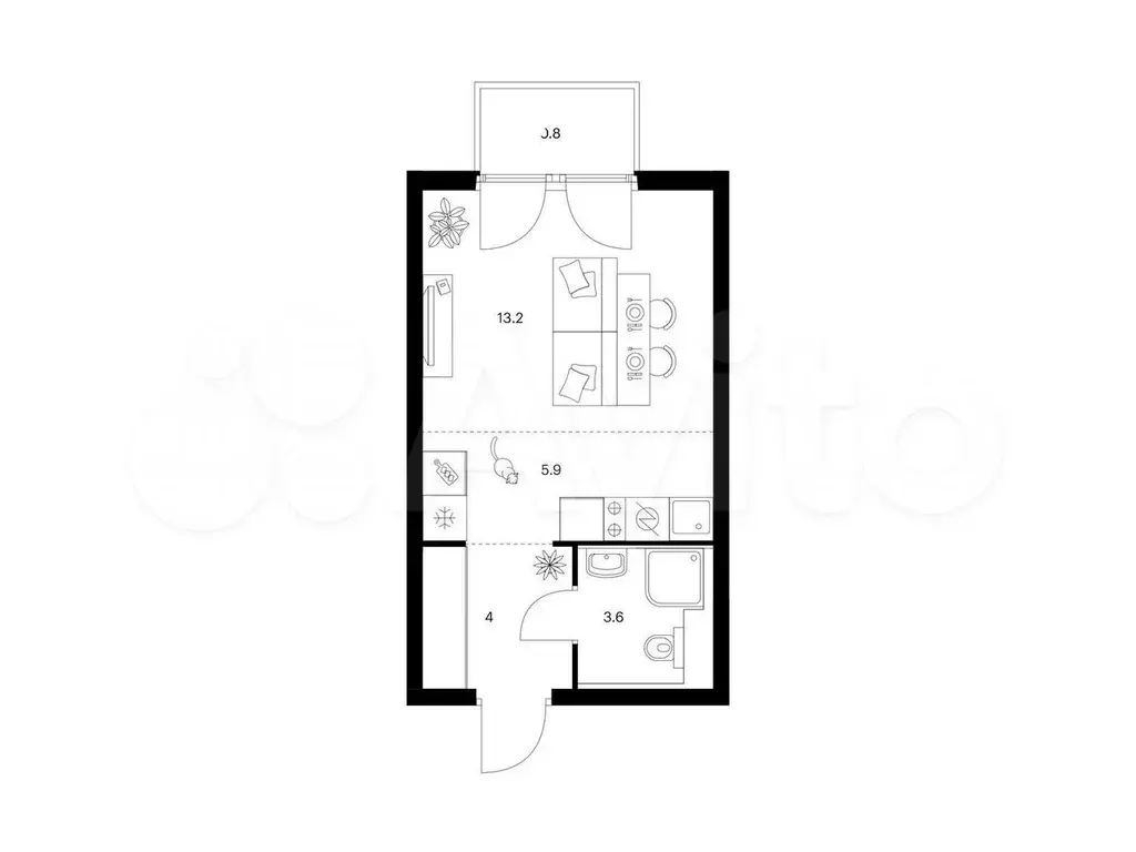 Квартира-студия, 27,5 м, 11/12 эт. - Фото 0