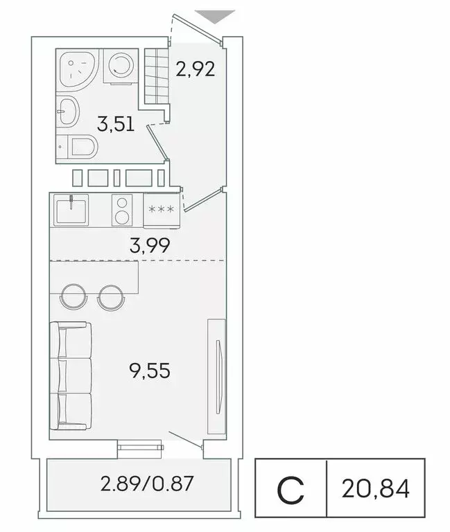 Квартира-студия: Мурино, Графская улица, 6к1 (19.9 м) - Фото 0
