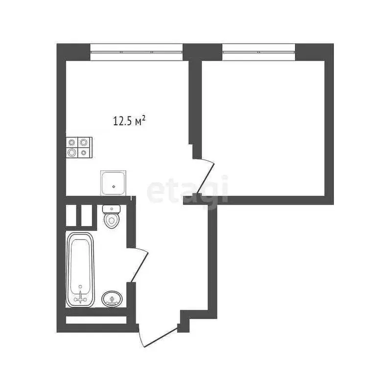 1-комнатная квартира: Тюмень, Харьковская улица, 76 (34 м) - Фото 1