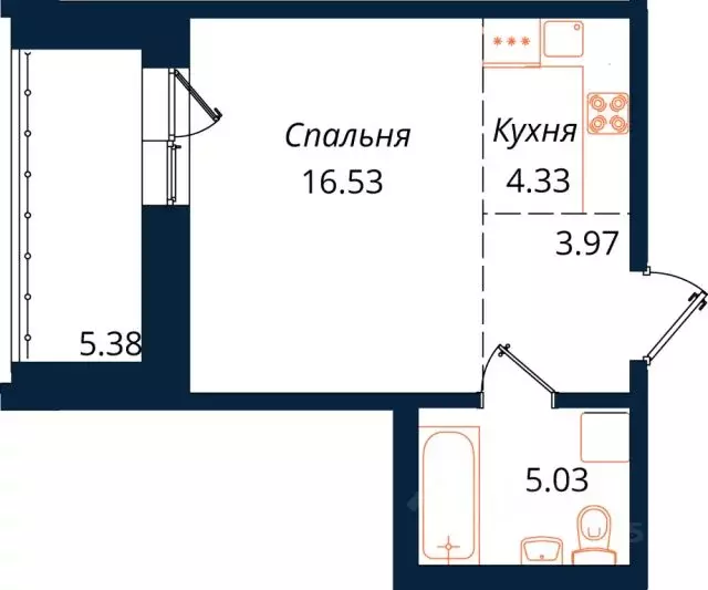 1-к кв. Иркутская область, Иркутск ул. Юрия Левитанского, 16/1 (35.2 ... - Фото 1