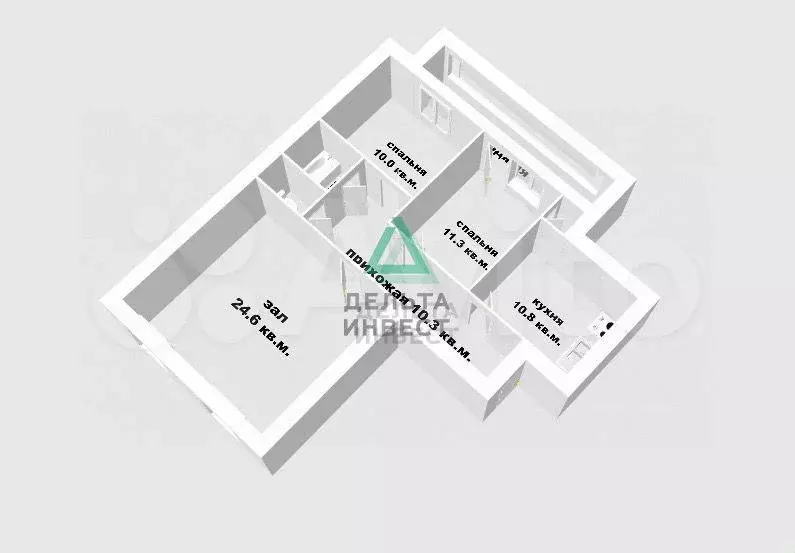 3-к. квартира, 73,5 м, 6/9 эт. - Фото 1