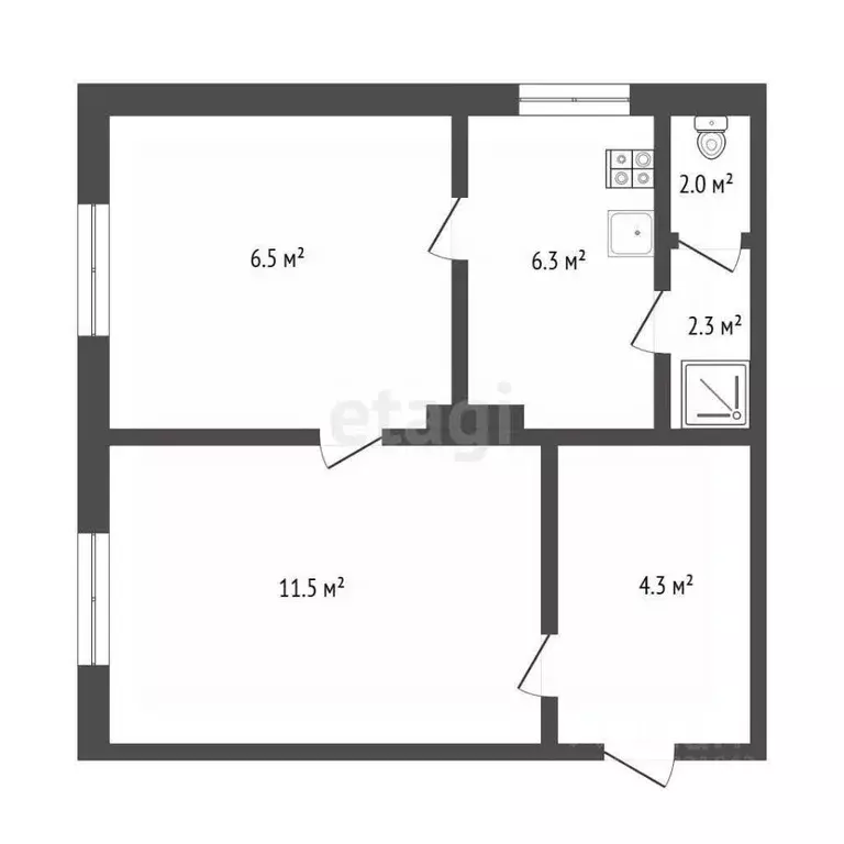 2-к кв. Псковская область, Псков ул. Николая Васильева, 86 (42.9 м) - Фото 2