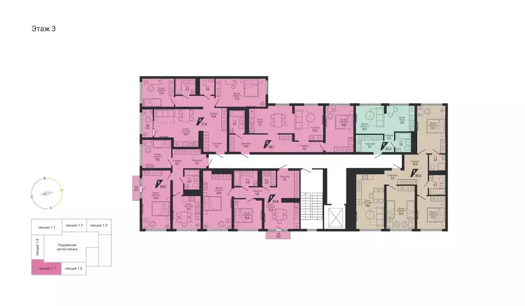 3-к кв. Свердловская область, Екатеринбург Вторчермет жилрайон,  (85.6 ... - Фото 1