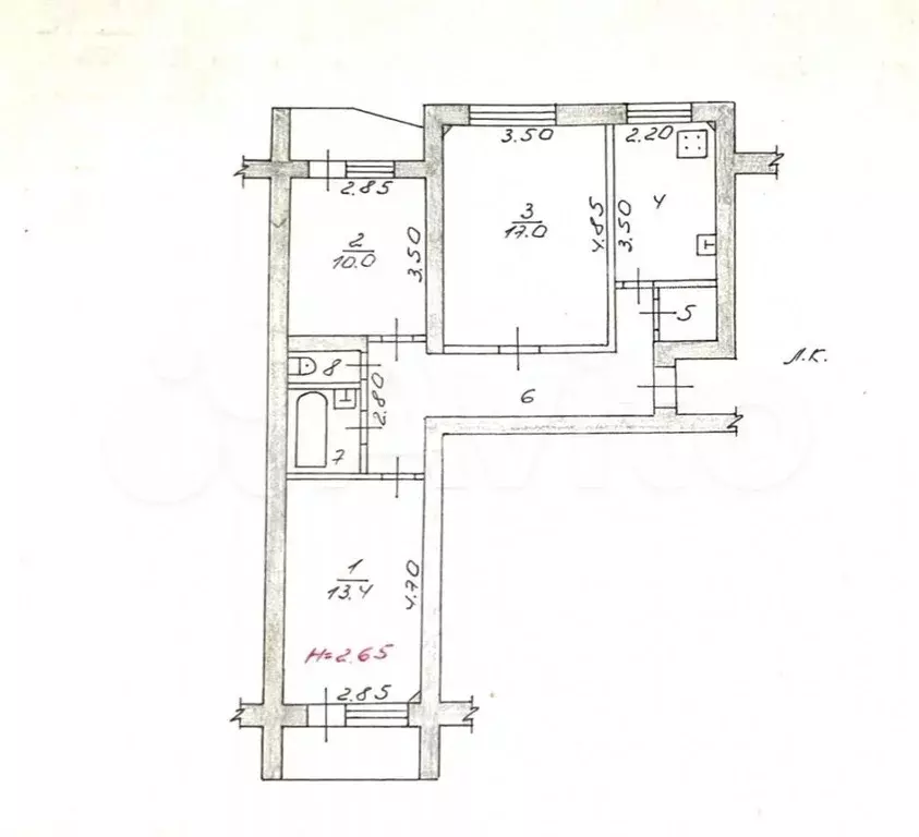 3-к. квартира, 64 м, 3/9 эт. - Фото 0