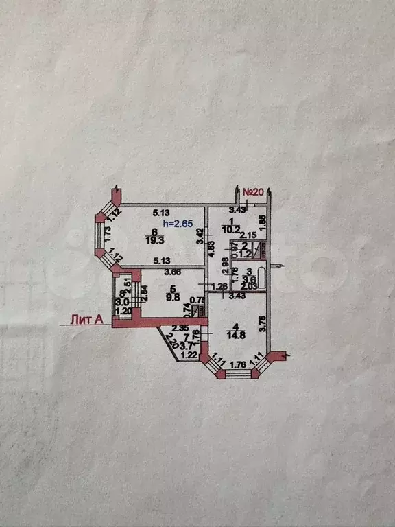 2-к. квартира, 58,9 м, 4/17 эт. - Фото 0