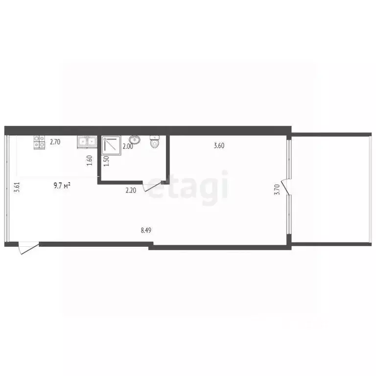 1-к кв. Севастополь ш. Фиолентовское, 76 (37.2 м) - Фото 1