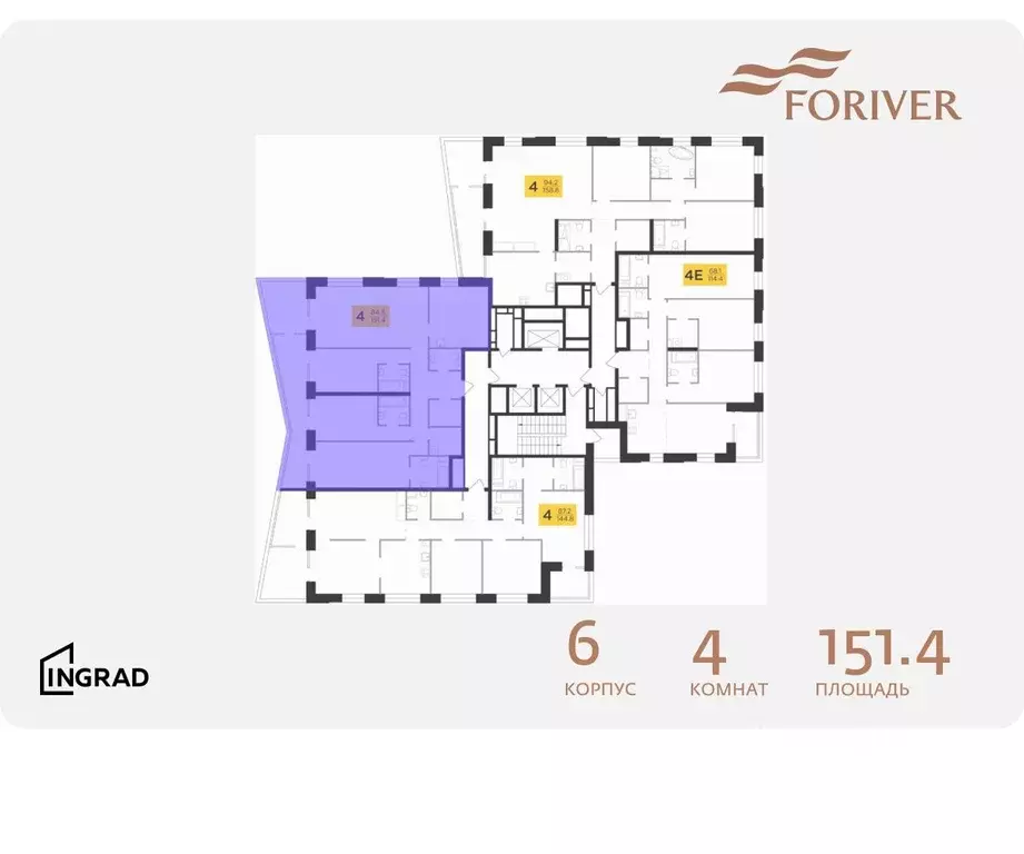 4-к кв. Москва Г мкр, Форивер жилой комплекс, 6 (151.4 м) - Фото 1