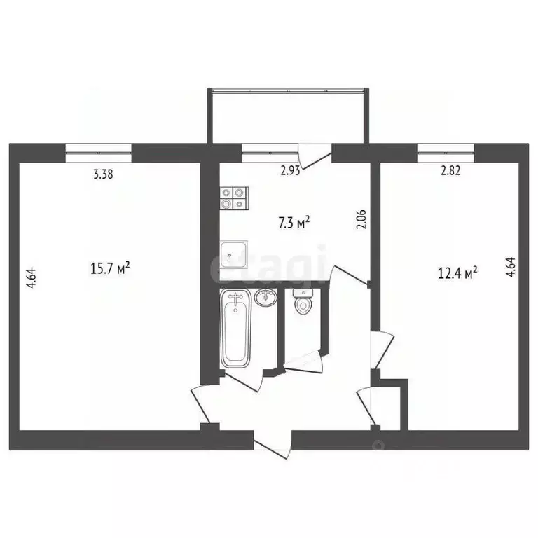 2-к кв. Белгородская область, Белгород ул. Макаренко, 1а (45.9 м) - Фото 2