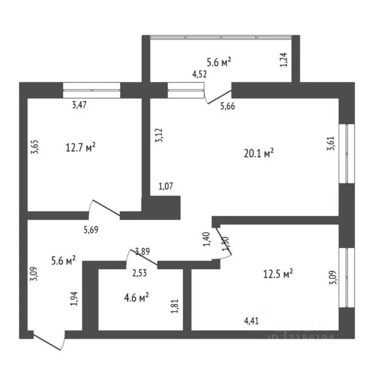 2-к кв. Тюменская область, Тюмень ул. Братьев Бондаревых, 5 (65.5 м) - Фото 2