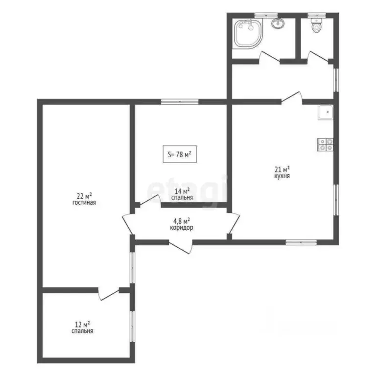 Дом в Тульская область, Тула городской округ, с. Осиновая Гора  (78 м) - Фото 2