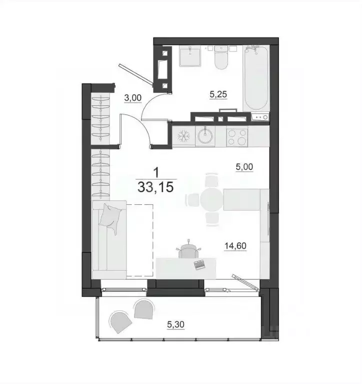 Студия Красноярский край, Красноярск Норильская ул., 58 (33.4 м) - Фото 2
