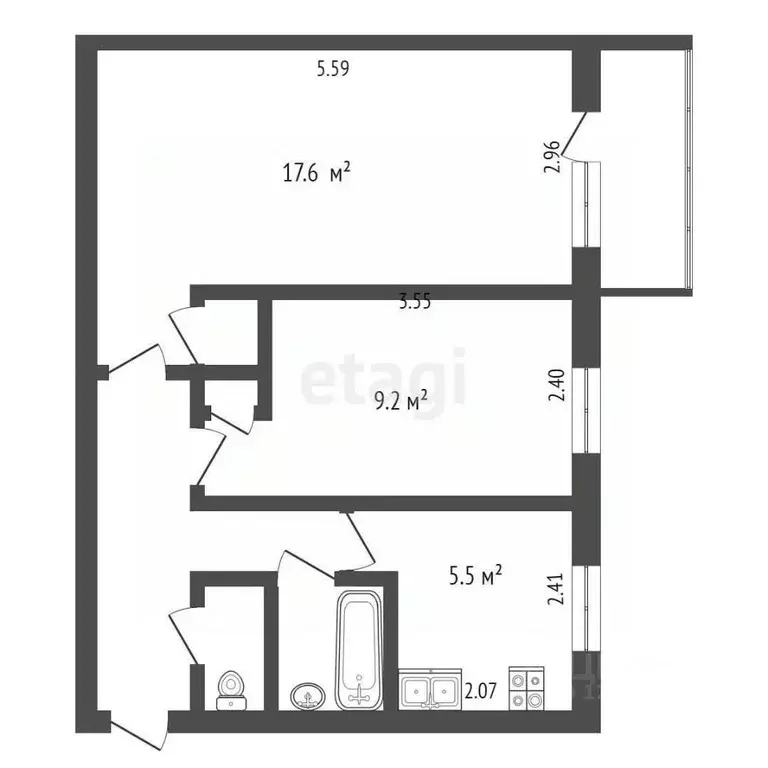 2-к кв. Московская область, Химки Пролетарская ул., 5 (43.0 м) - Фото 1