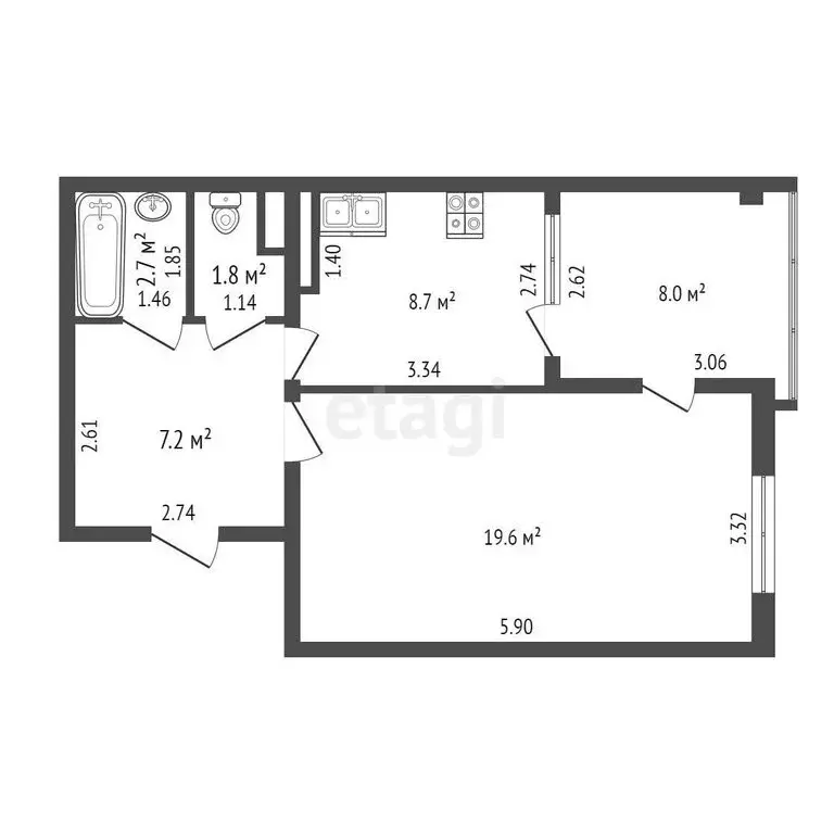 2-комнатная квартира: Сочи, улица Искры, 66/5 (48 м) - Фото 0