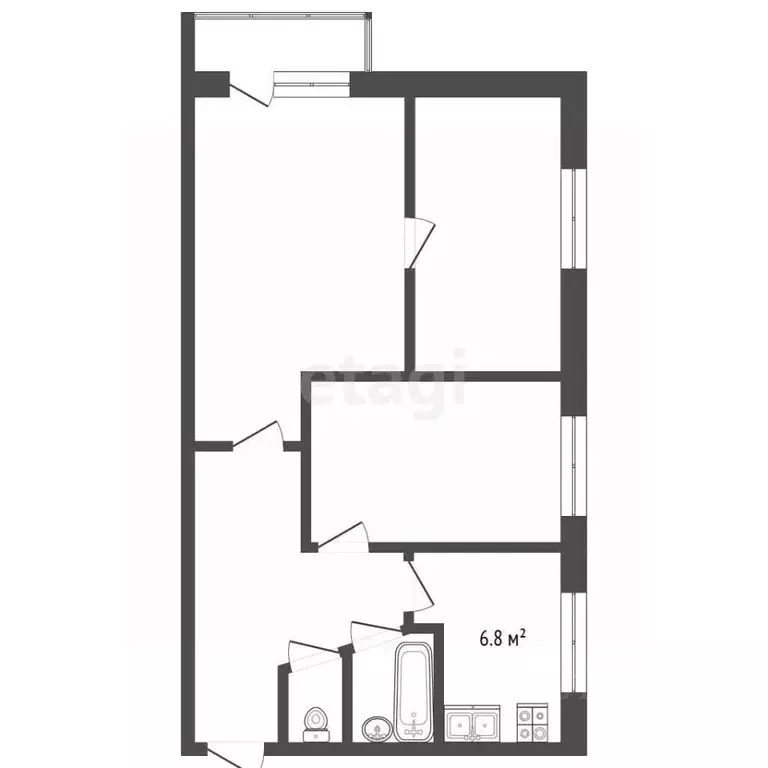 3-к кв. Нижегородская область, Сергач пос. Юбилейный, 16 (50.5 м) - Фото 2
