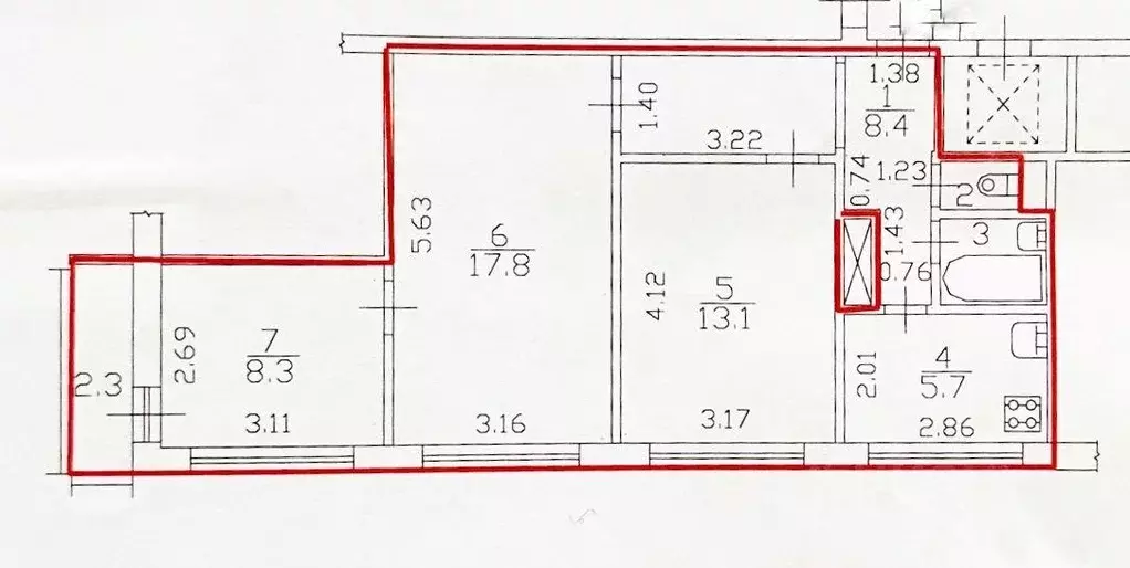Квартира, 3 комнаты, 56 м - Фото 1