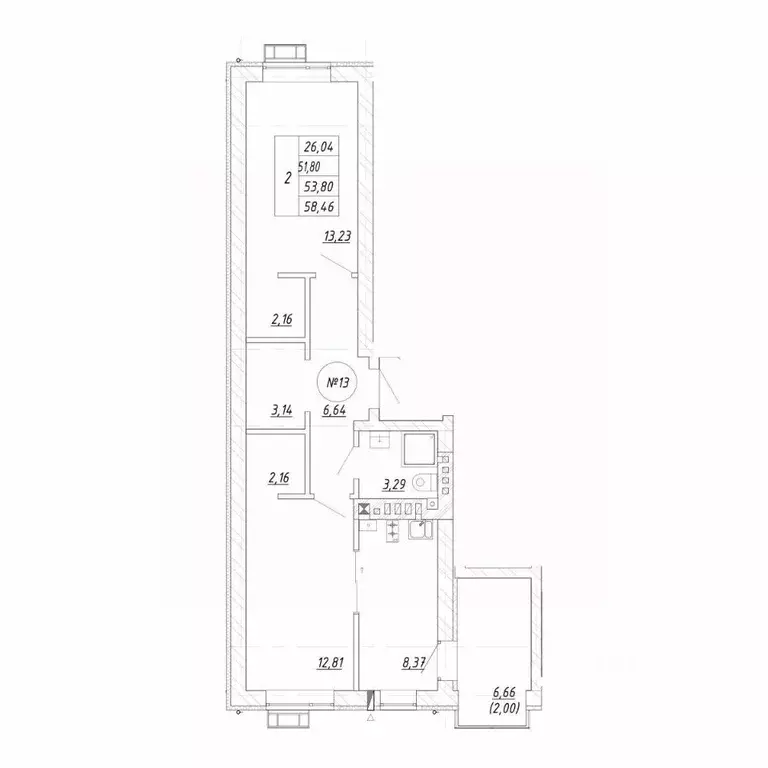 2-к кв. Калининградская область, Зеленоградск  (58.46 м) - Фото 1