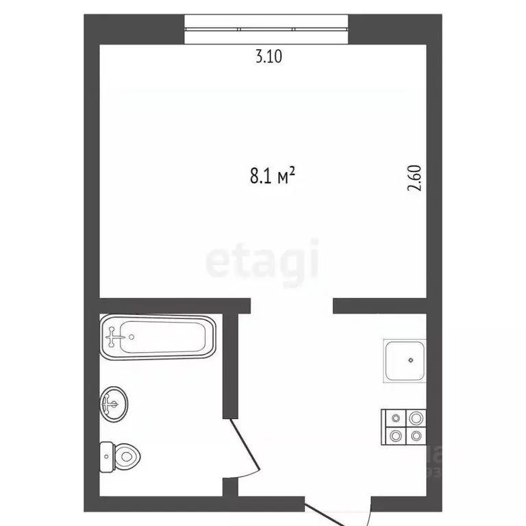 Студия Тюменская область, Тюмень проезд Геологоразведчиков, 6 (13.1 м) - Фото 2