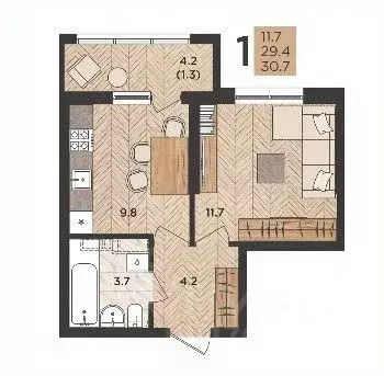 1-к кв. Краснодарский край, Новороссийск Цемдолина тер., ул. Ф.Я. ... - Фото 2