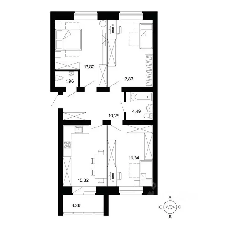 4-к кв. Свердловская область, Березовский ул. Победы, 9 (88.9 м) - Фото 1