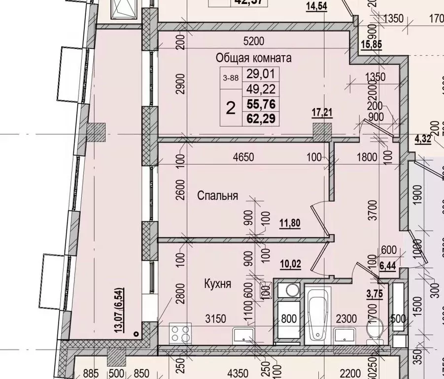 2-к кв. Саха (Якутия), Якутск ул. Чкалова, 47 (55.76 м) - Фото 1