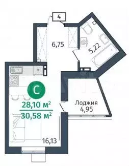 Квартира-студия, 30 м, 7/14 эт. - Фото 1