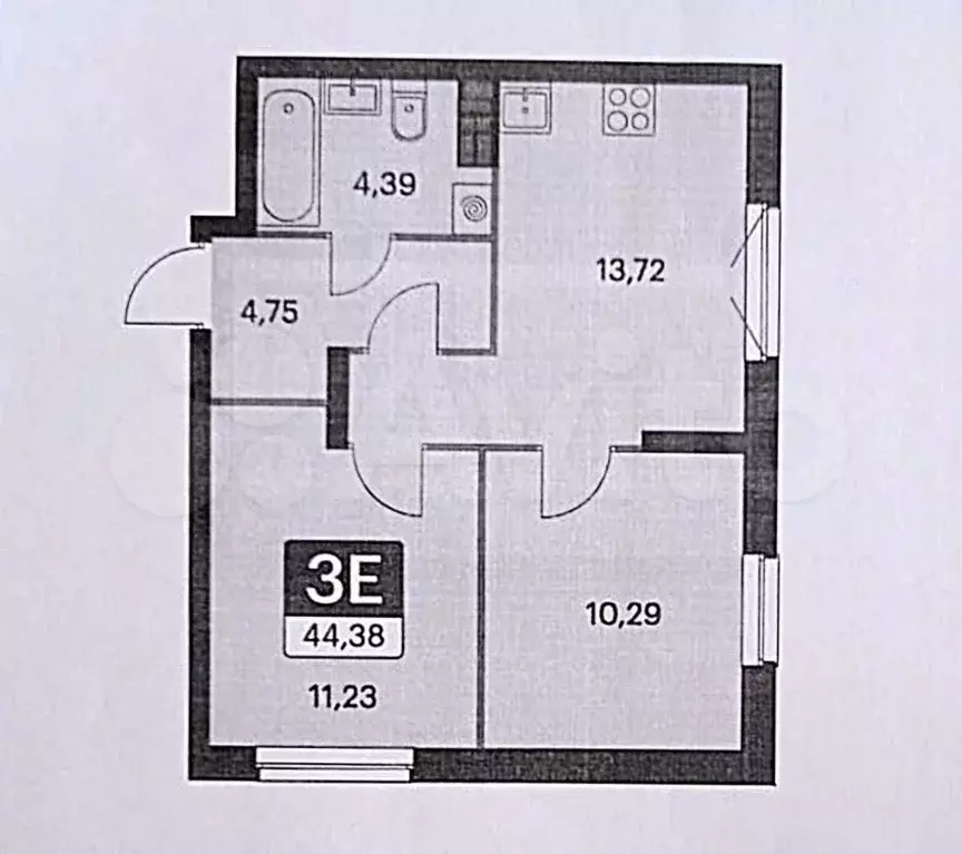 2-к. квартира, 44 м, 5/15 эт. - Фото 0