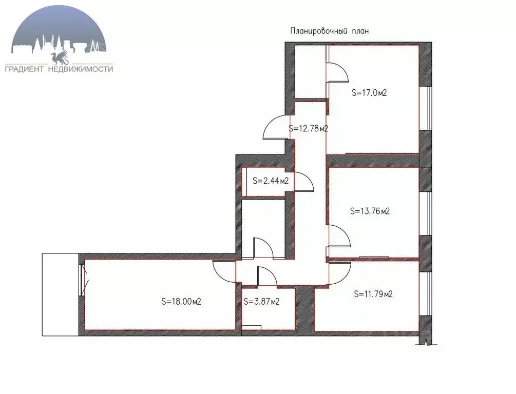 3-к кв. Татарстан, Казань ул. Анаса Тазетдинова, 6 (86.0 м) - Фото 2