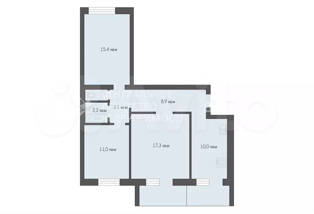 3-к. квартира, 68,2 м, 7/9 эт. - Фото 0