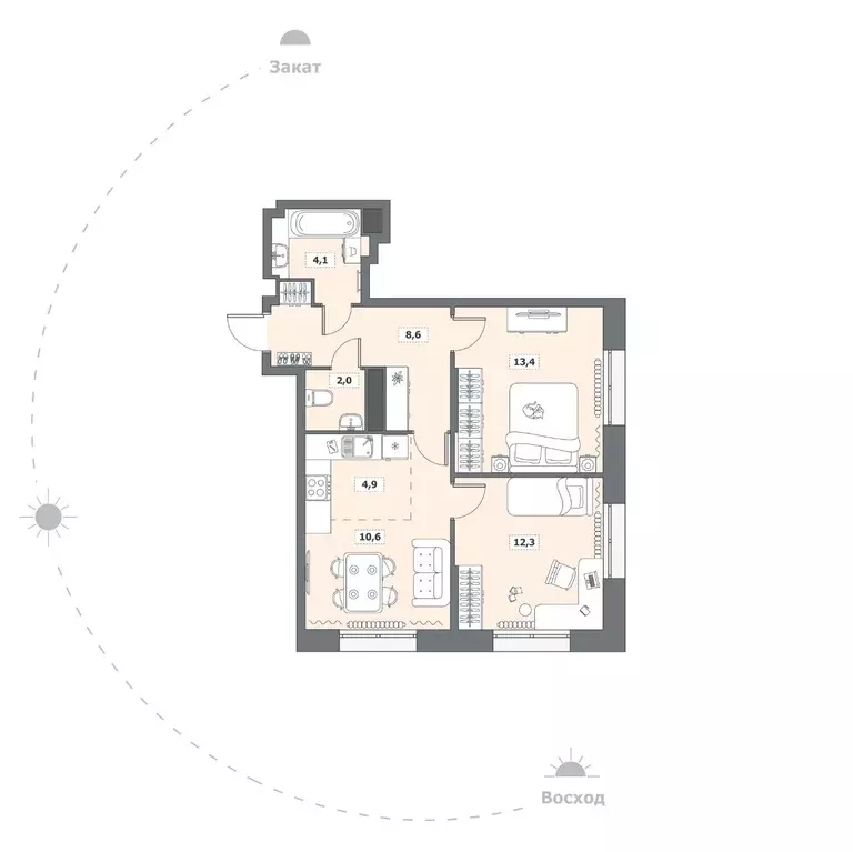 2-к кв. Вологодская область, Вологда ул. Возрождения, 35к2 (55.9 м) - Фото 0