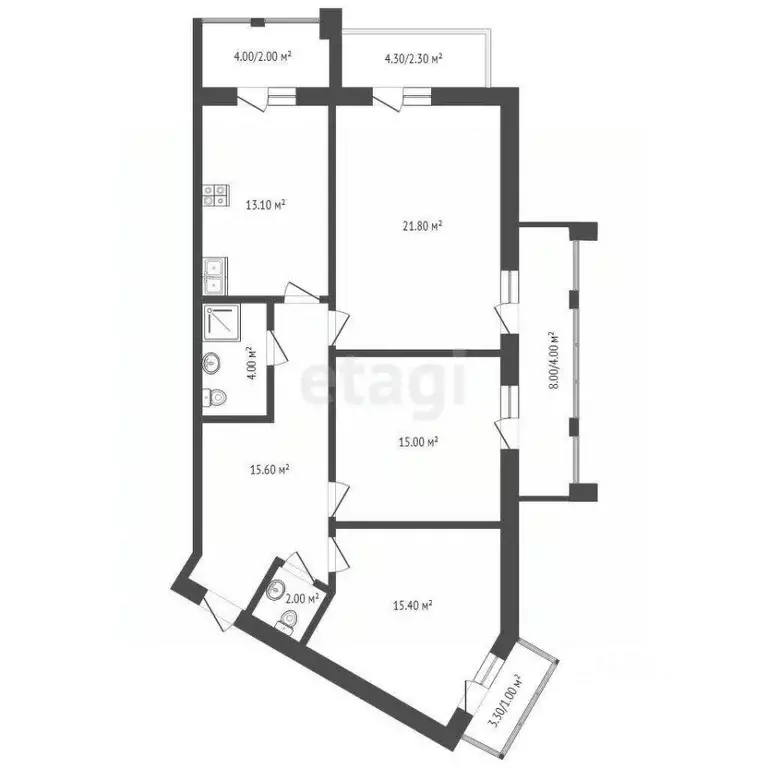 3-к кв. Вологодская область, Вологда наб. 6-й Армии, 25 (87.0 м) - Фото 2