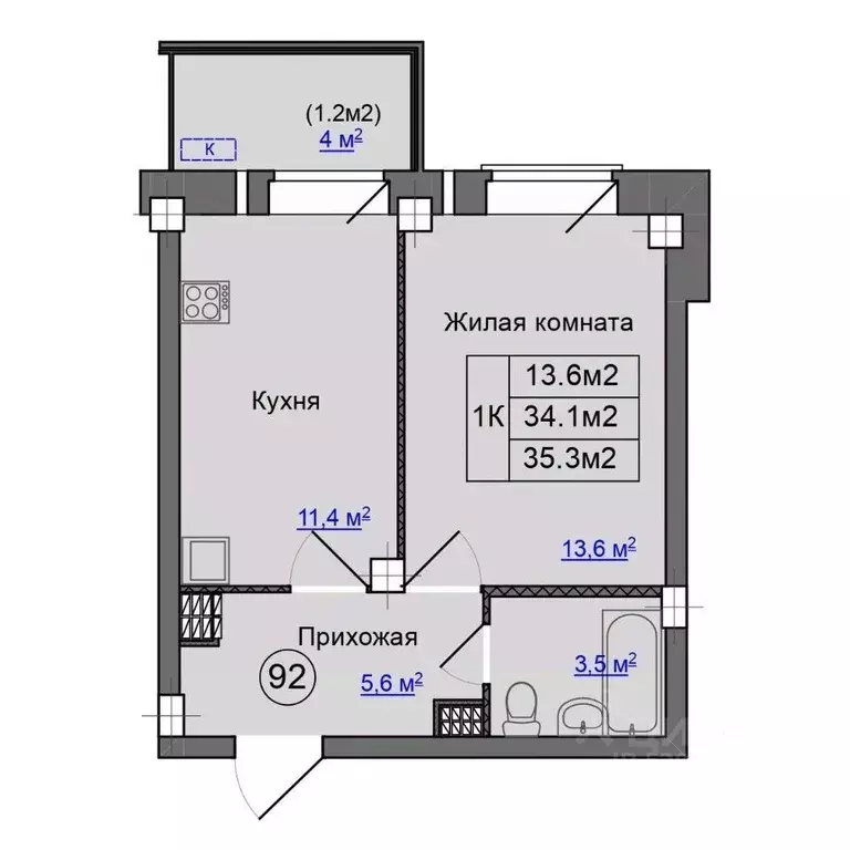 1-к кв. Псковская область, Псковский район, Завеличенская волость, д. ... - Фото 1