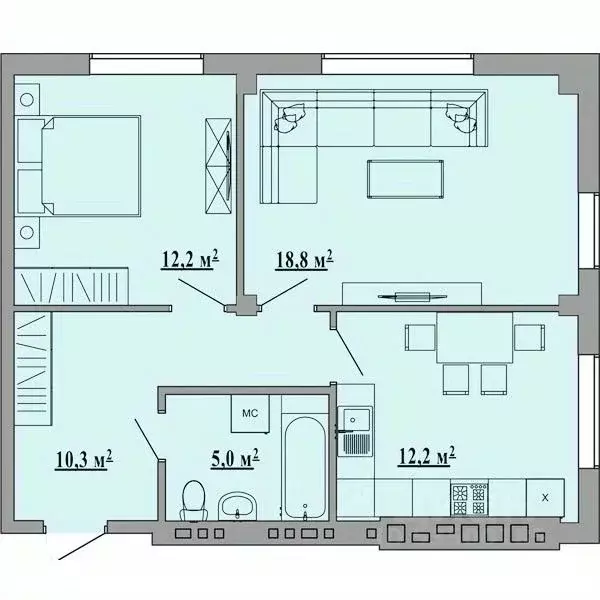 2-к кв. Липецкая область, Липецк ул. Василия Саунина, 2 (60.5 м) - Фото 1
